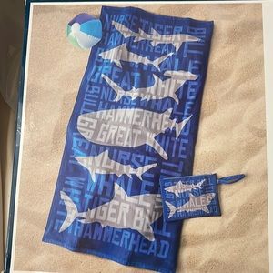 Beach towel 30x60 & swimsuit sack & beach ball